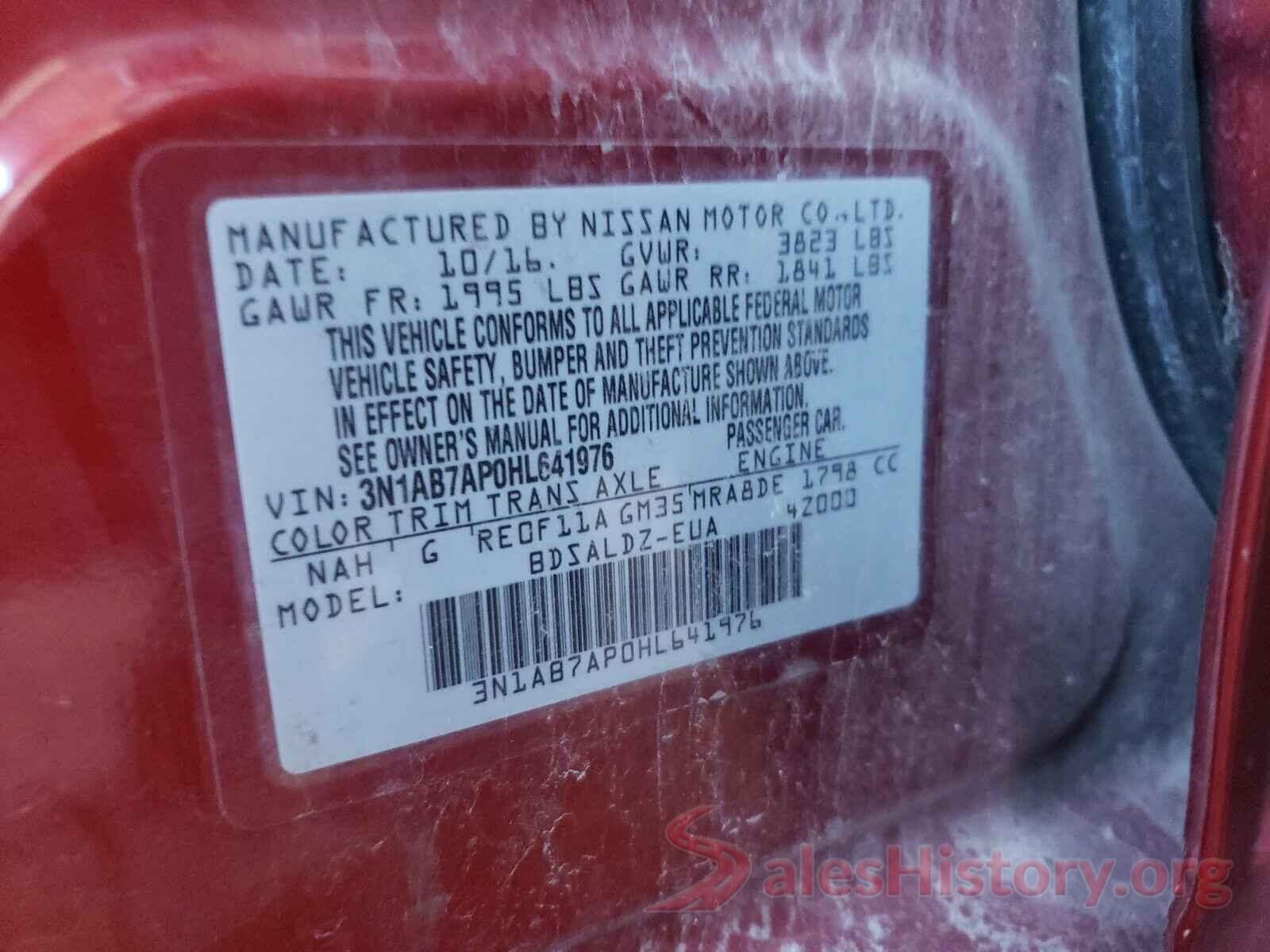 3N1AB7AP0HL641976 2017 NISSAN SENTRA