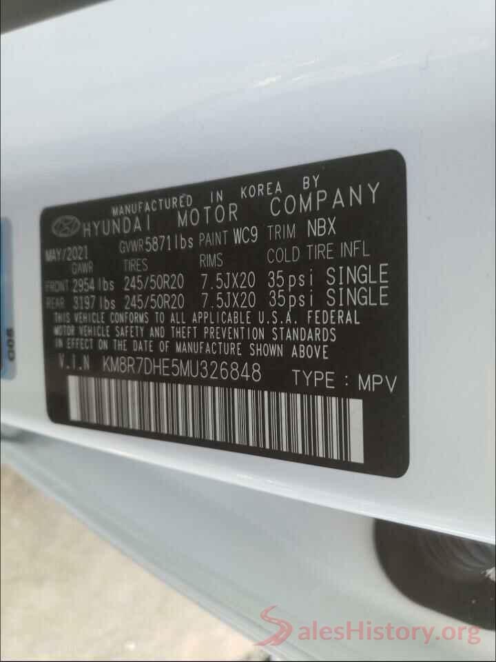 KM8R7DHE5MU326848 2021 HYUNDAI PALISADE