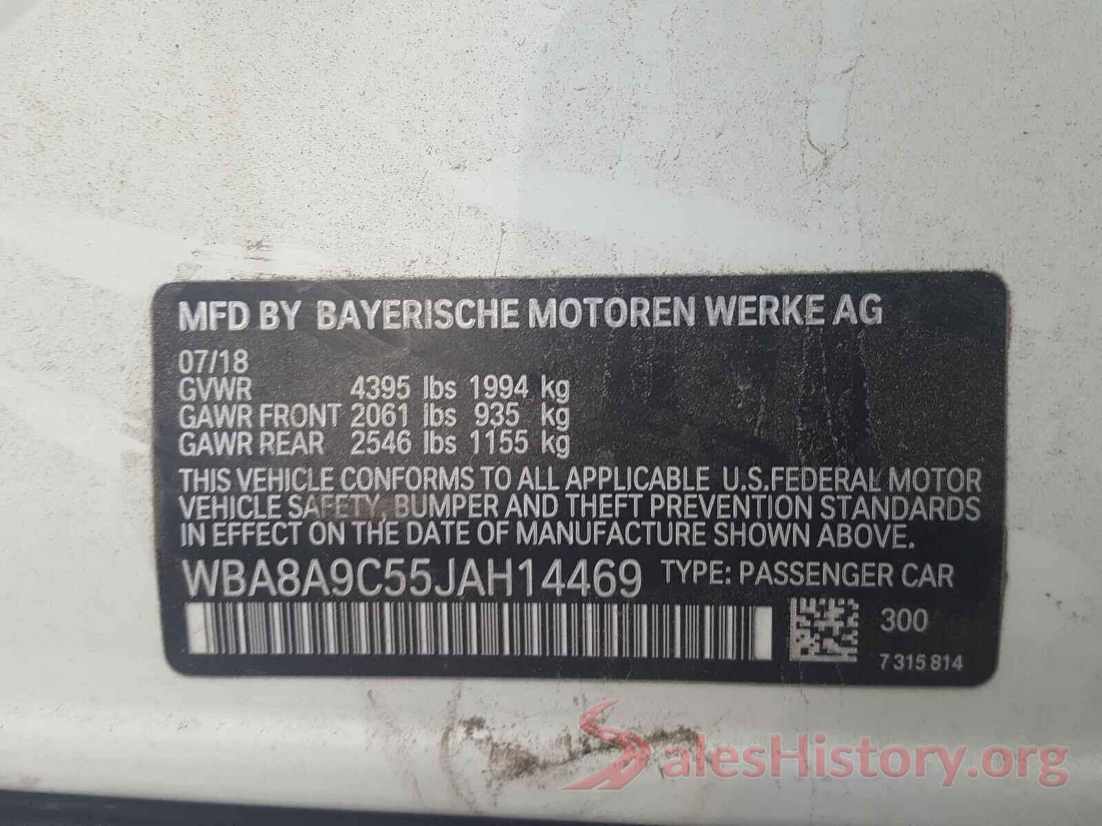 WBA8A9C55JAH14469 2018 BMW 3 SERIES