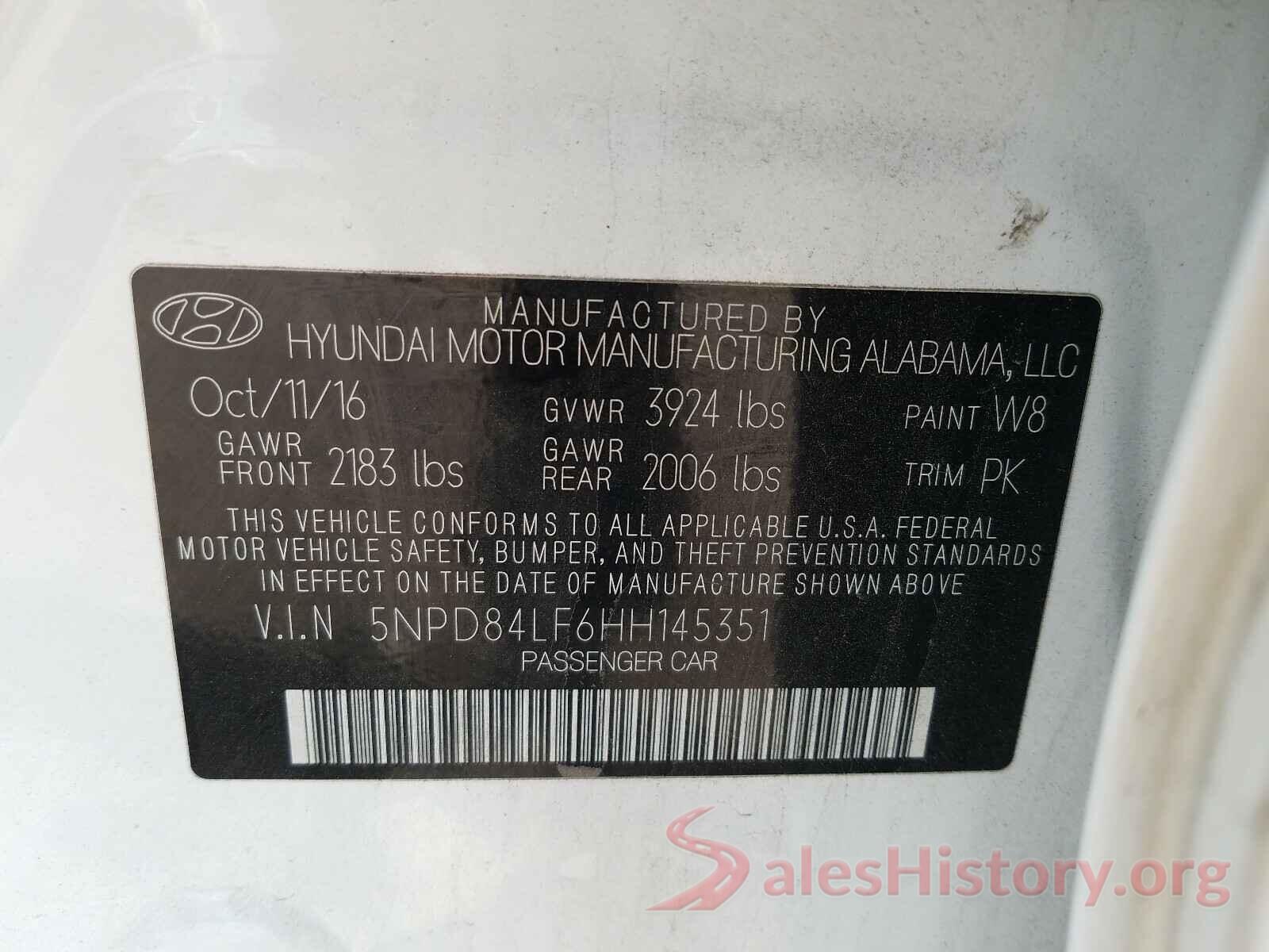 5NPD84LF6HH145351 2017 HYUNDAI ELANTRA