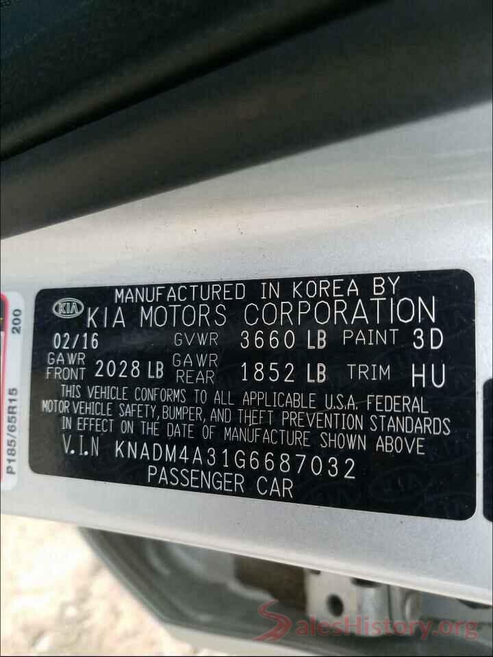 KNADM4A31G6687032 2016 KIA RIO