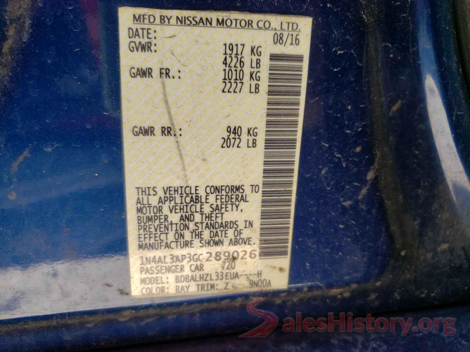 1N4AL3AP3GC289026 2016 NISSAN ALTIMA