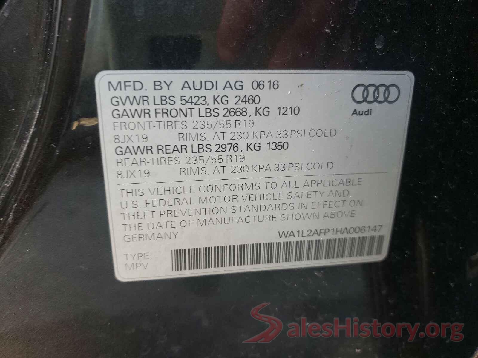 WA1L2AFP1HA006147 2017 AUDI Q5