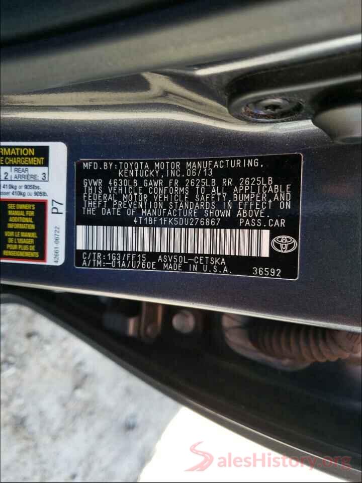 4T1BF1FK5DU276867 2013 TOYOTA CAMRY