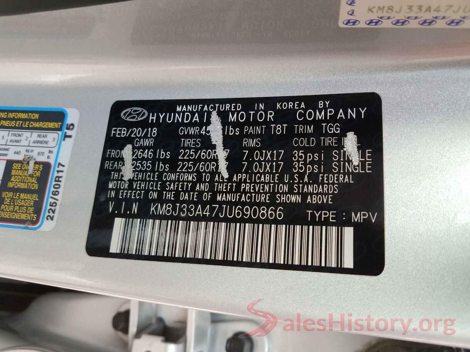 KM8J33A47JU690866 2018 HYUNDAI TUCSON