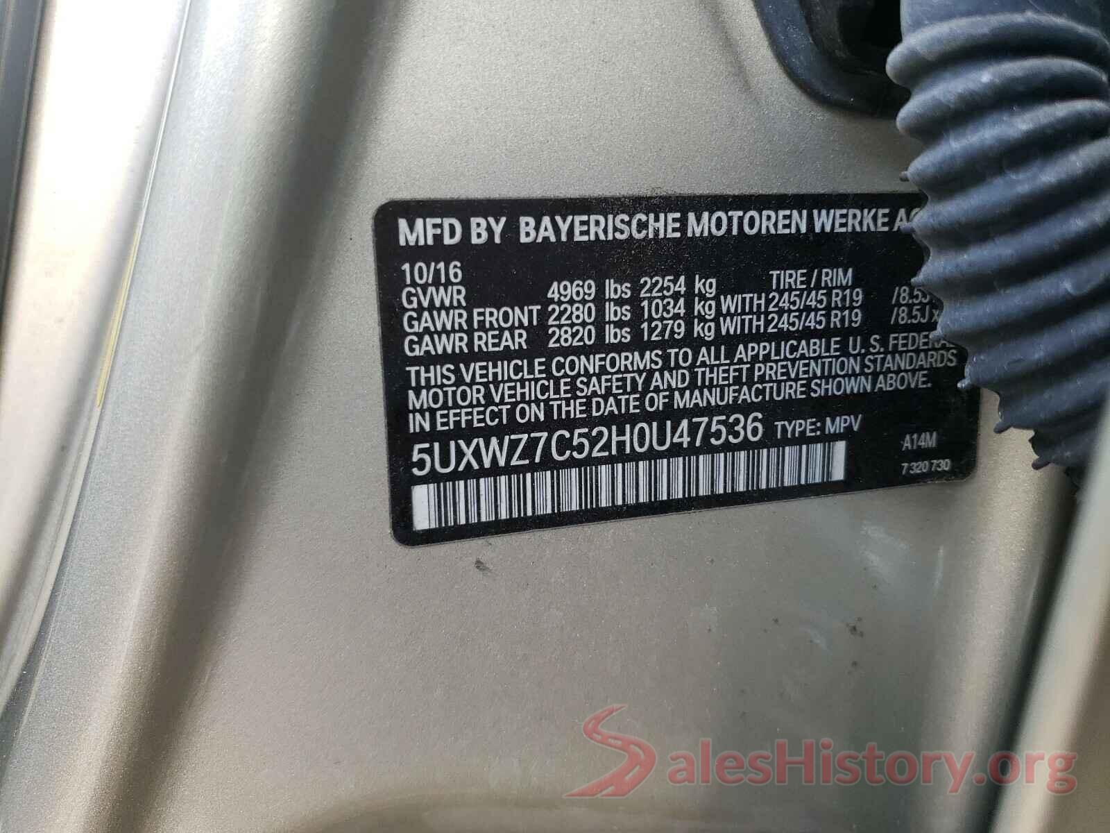 5UXWZ7C52H0U47536 2017 BMW X3