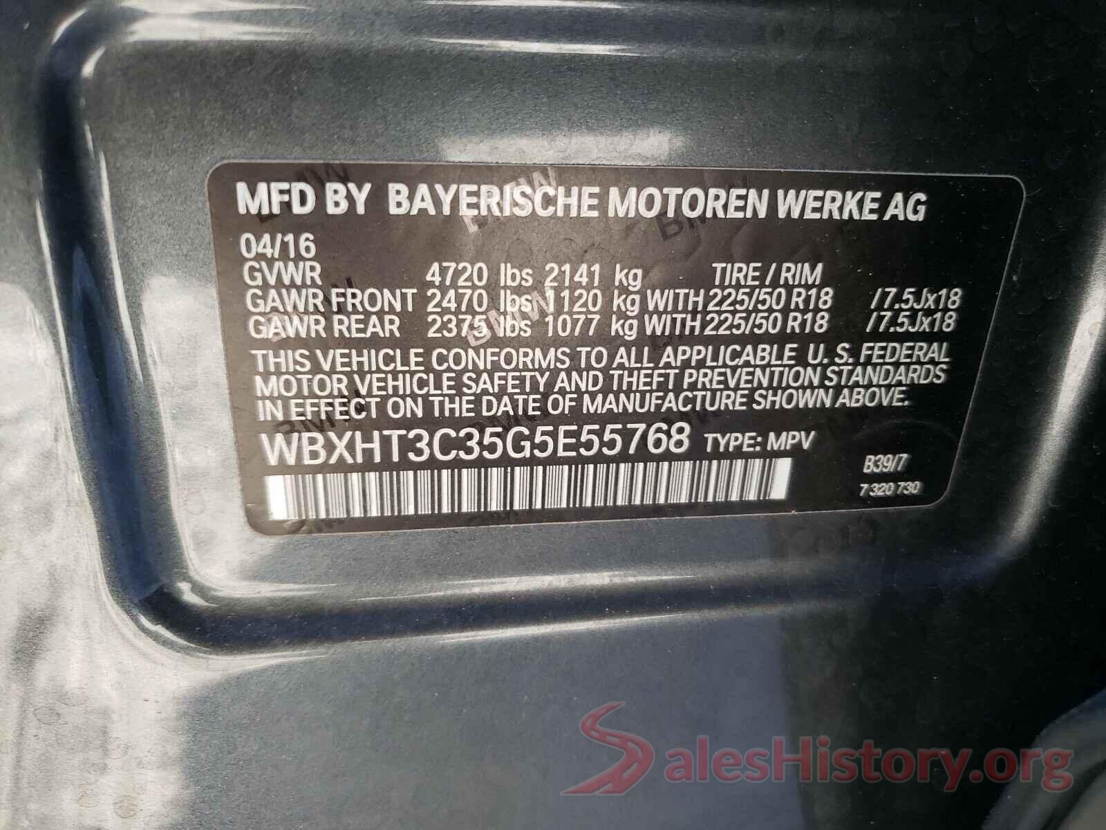 WBXHT3C35G5E55768 2016 BMW X1