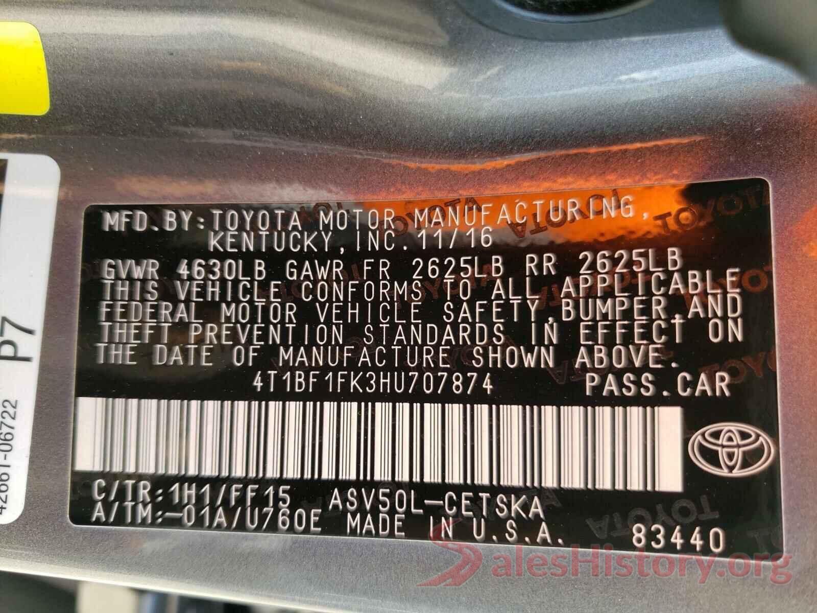 4T1BF1FK3HU707874 2017 TOYOTA CAMRY