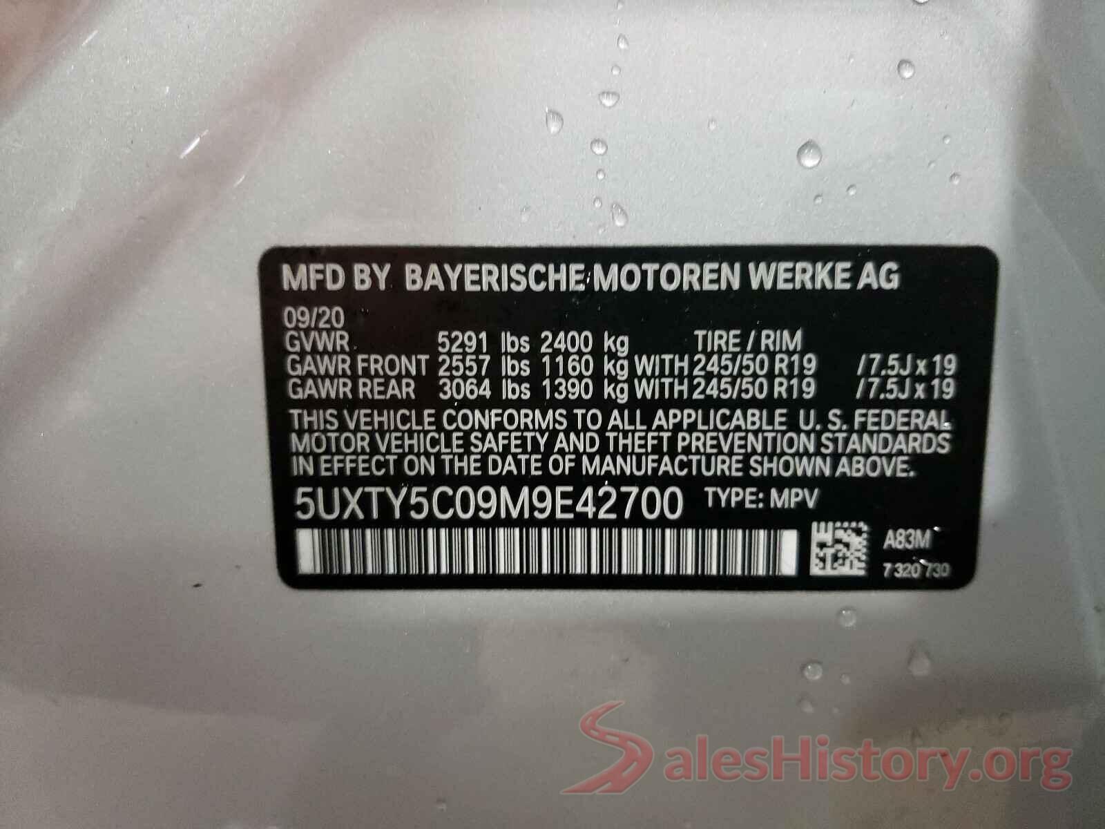 5UXTY5C09M9E42700 2021 BMW X3