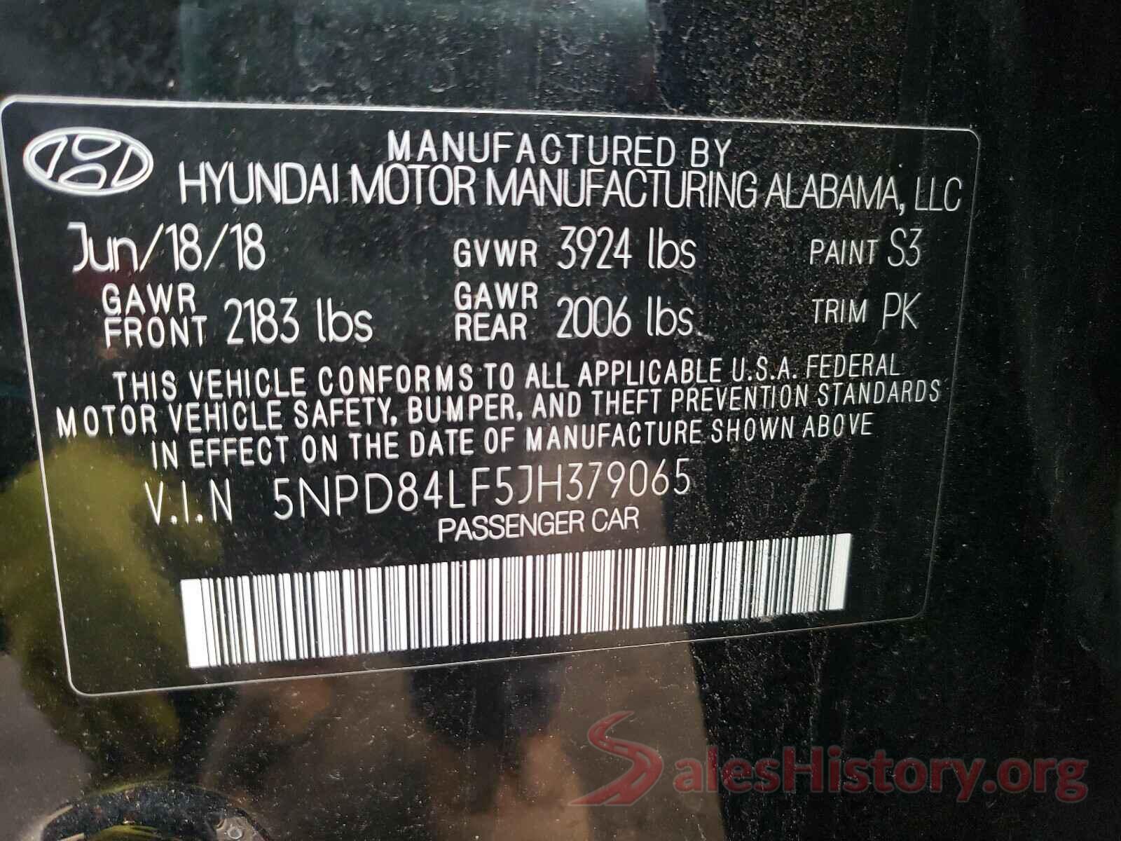 5NPD84LF5JH379065 2018 HYUNDAI ELANTRA