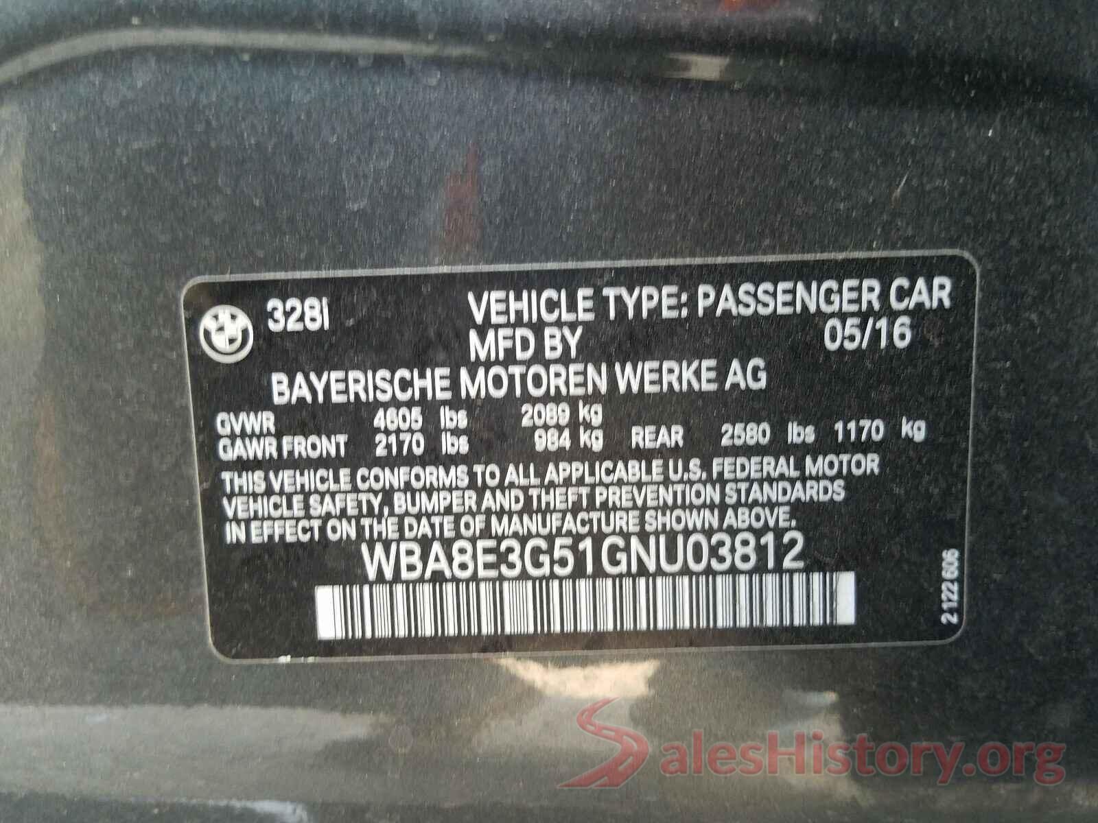 WBA8E3G51GNU03812 2016 BMW 3 SERIES