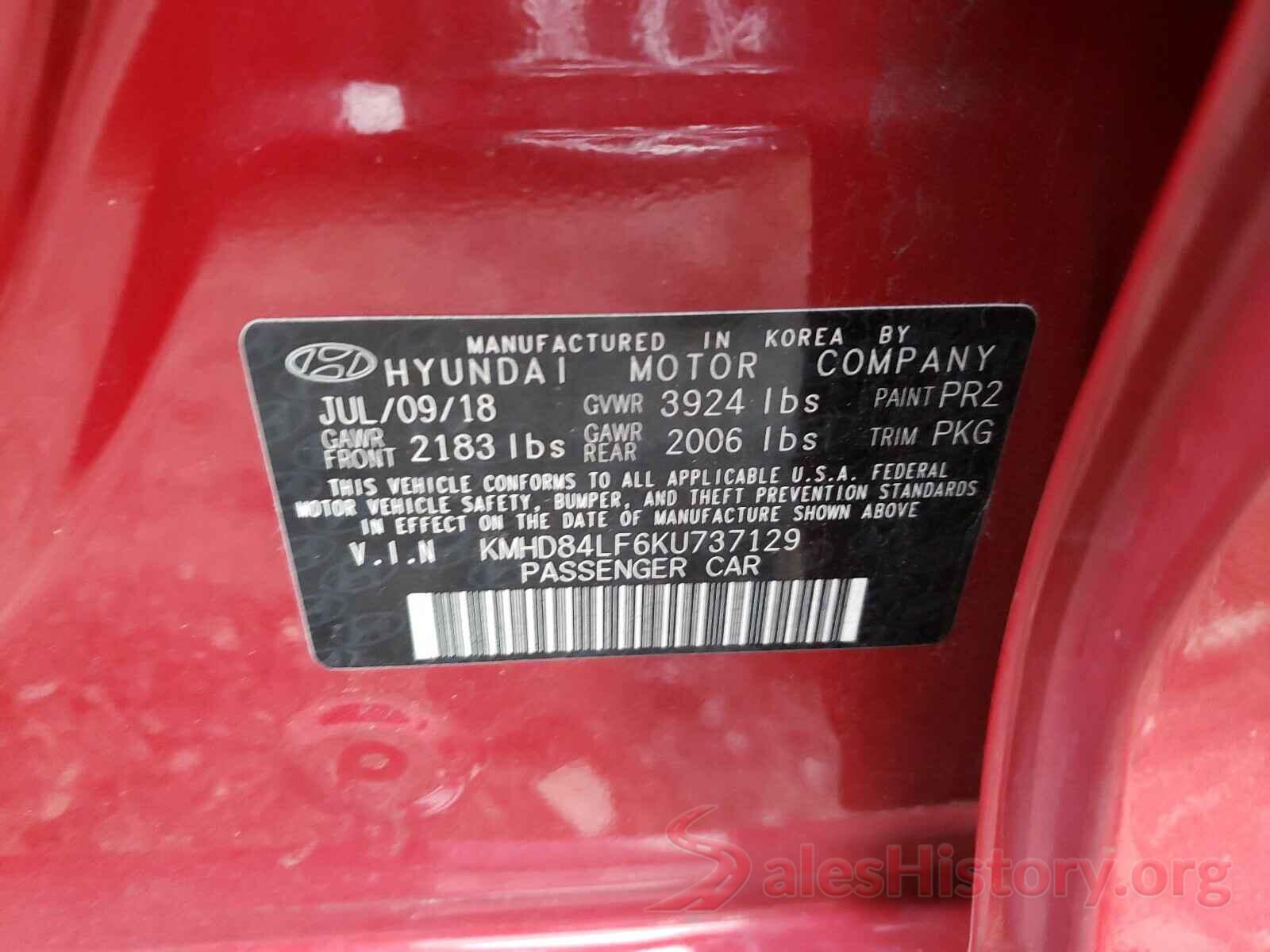 KMHD84LF6KU737129 2019 HYUNDAI ELANTRA