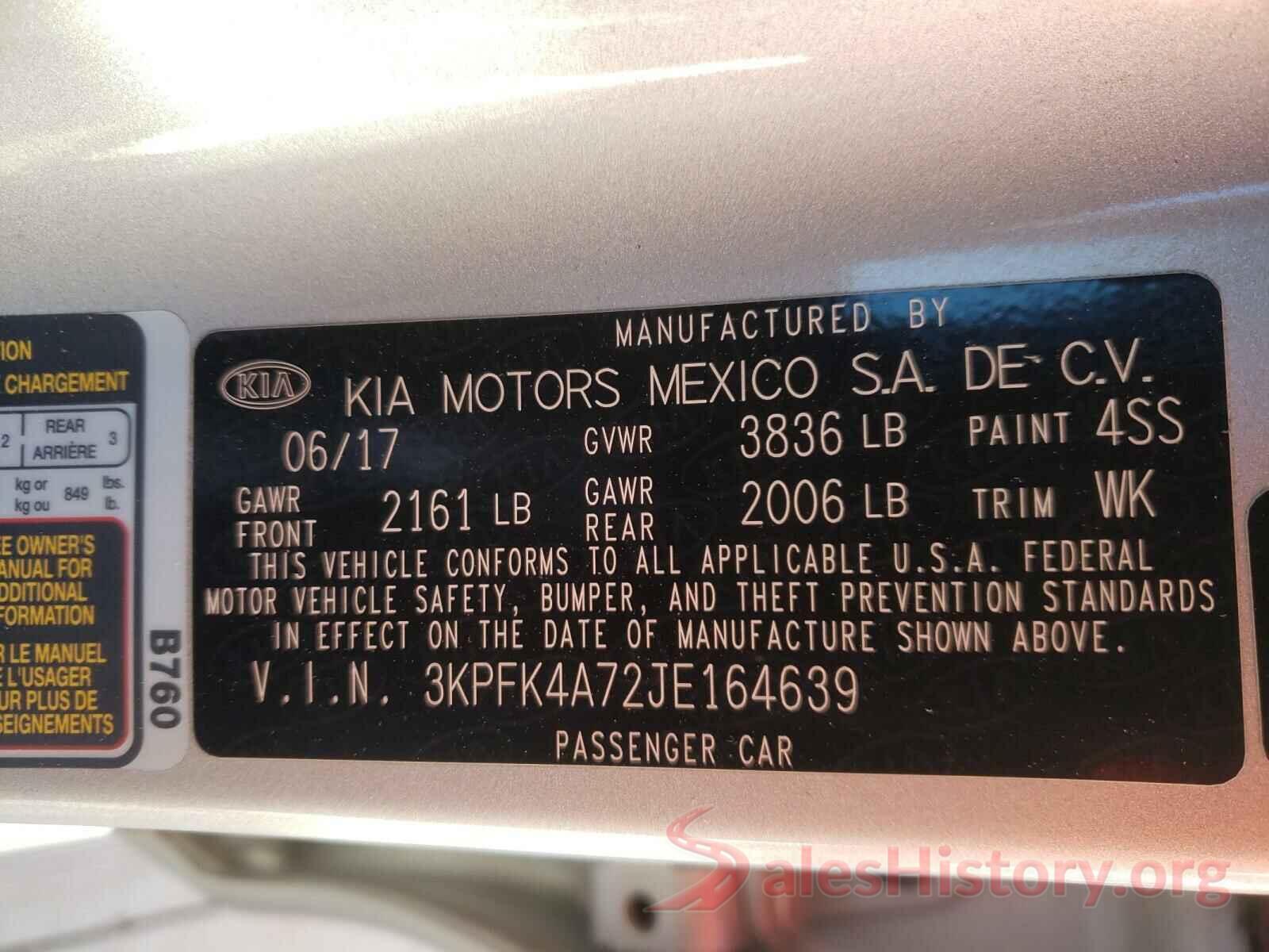 3KPFK4A72JE164639 2018 KIA FORTE