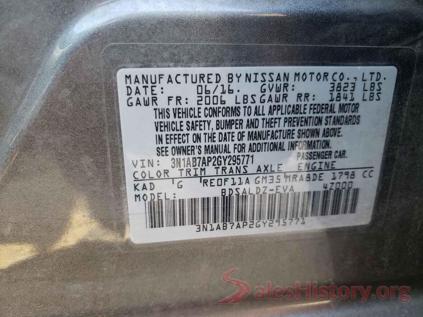 3N1AB7AP2GY295771 2016 NISSAN SENTRA