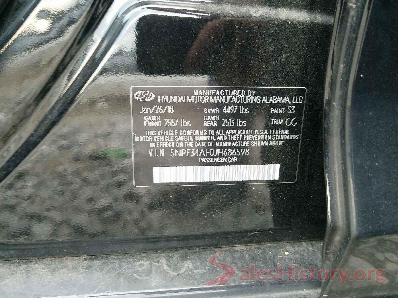 5NPE34AF0JH686598 2018 HYUNDAI SONATA