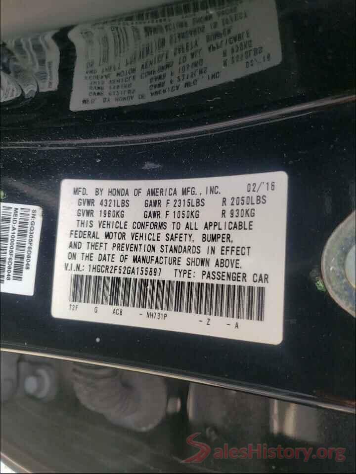 1HGCR2F52GA155897 2016 HONDA ACCORD