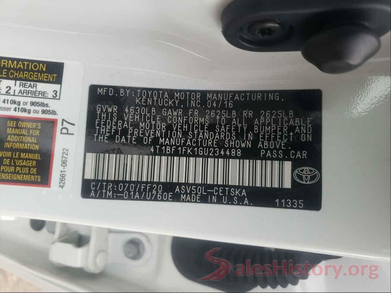 4T1BF1FK1GU234488 2016 TOYOTA CAMRY