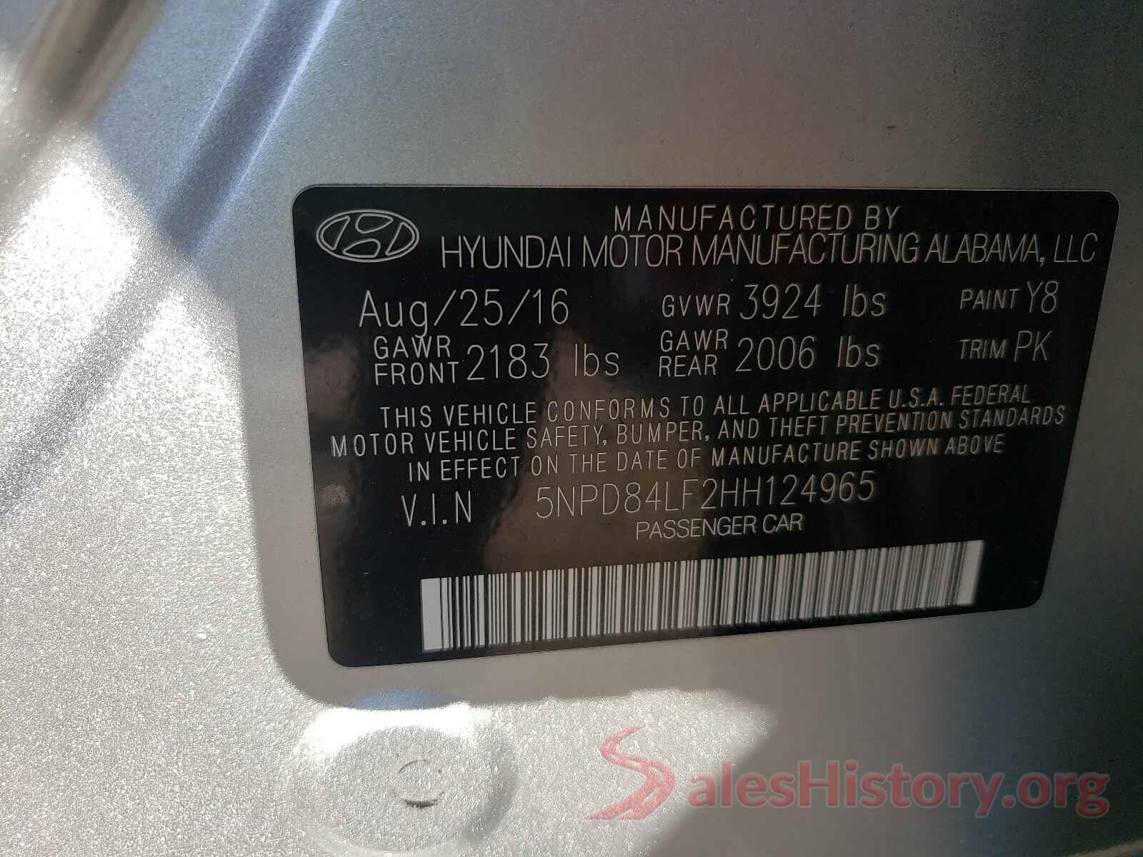 5NPD84LF2HH124965 2017 HYUNDAI ELANTRA