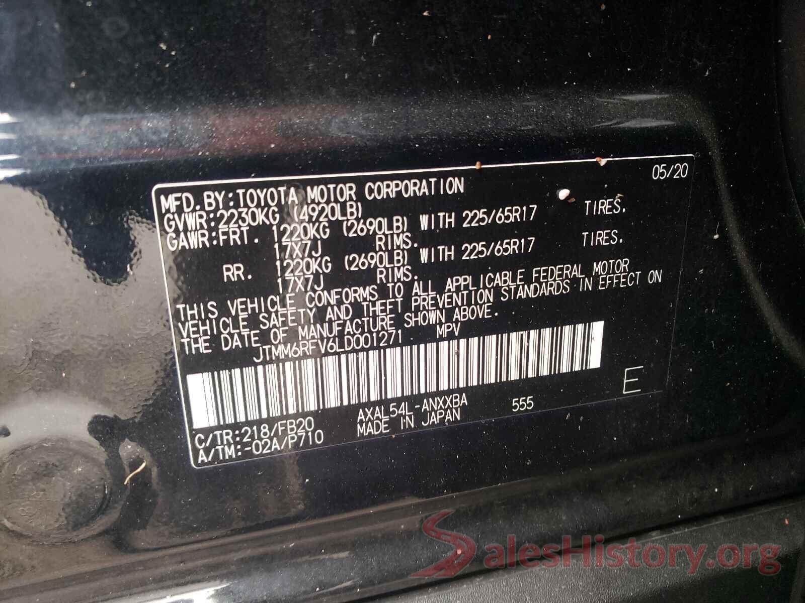 JTMM6RFV6LD001271 2020 TOYOTA RAV4