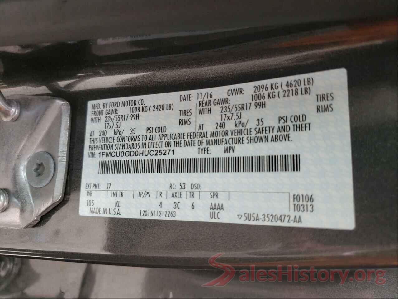 1FMCU0GD0HUC25271 2017 FORD ESCAPE