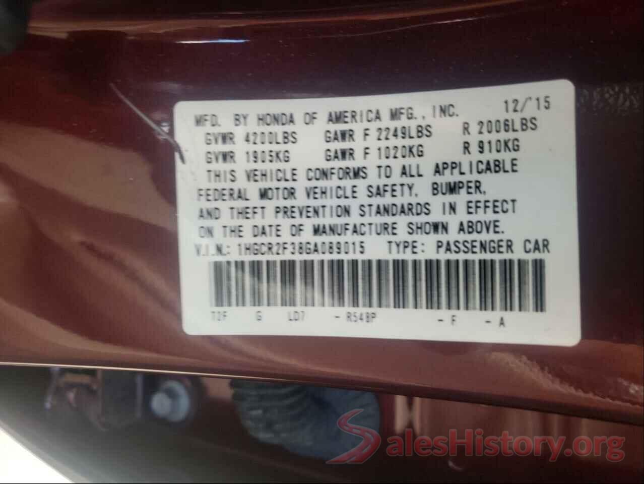 1HGCR2F38GA089015 2016 HONDA ACCORD