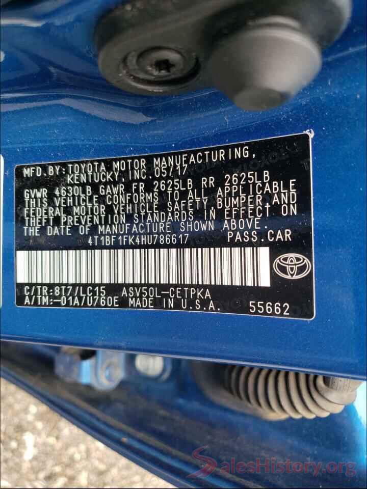 4T1BF1FK4HU786617 2017 TOYOTA CAMRY