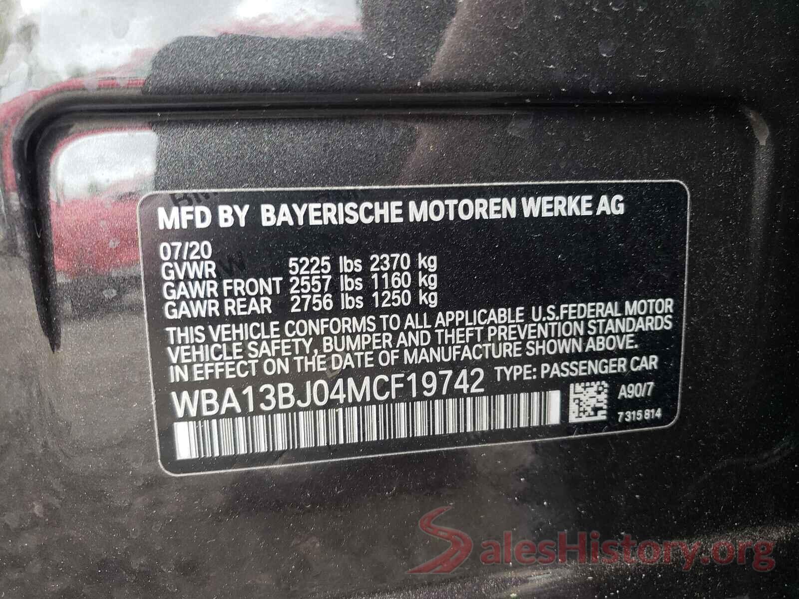 WBA13BJ04MCF19742 2021 BMW 5 SERIES