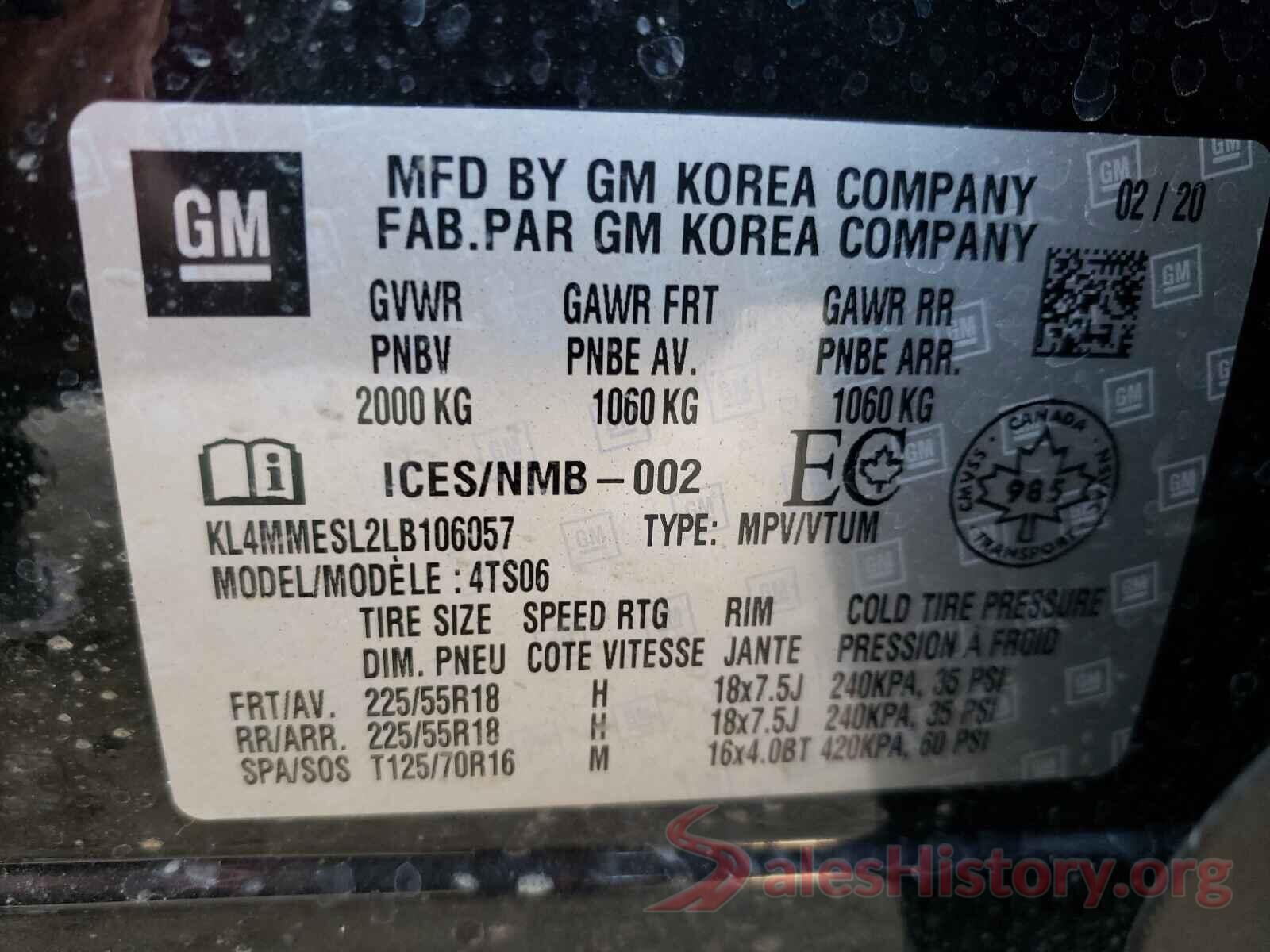 KL4MMESL2LB106057 2020 BUICK ENCORE