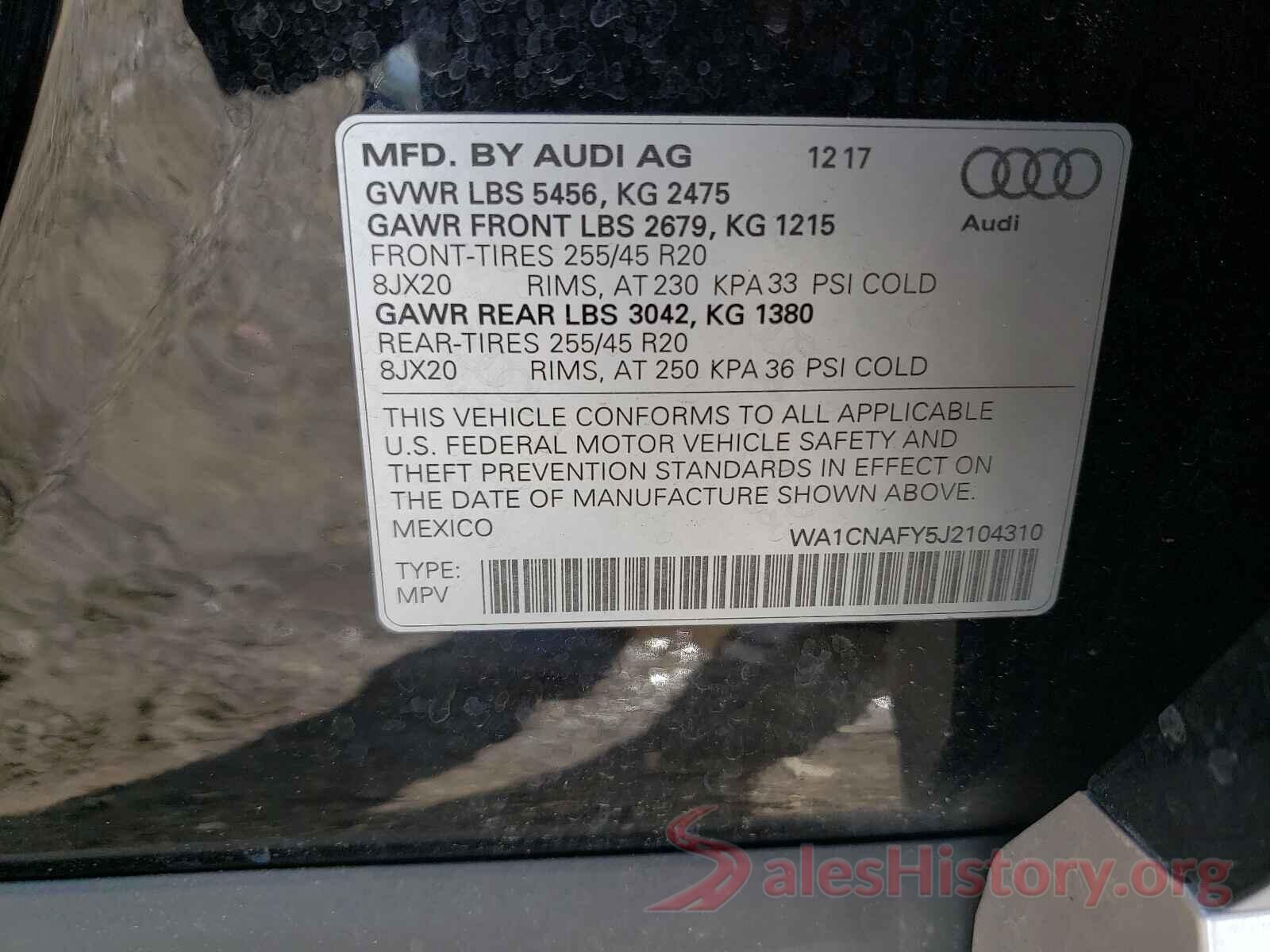 WA1CNAFY5J2104310 2018 AUDI Q5