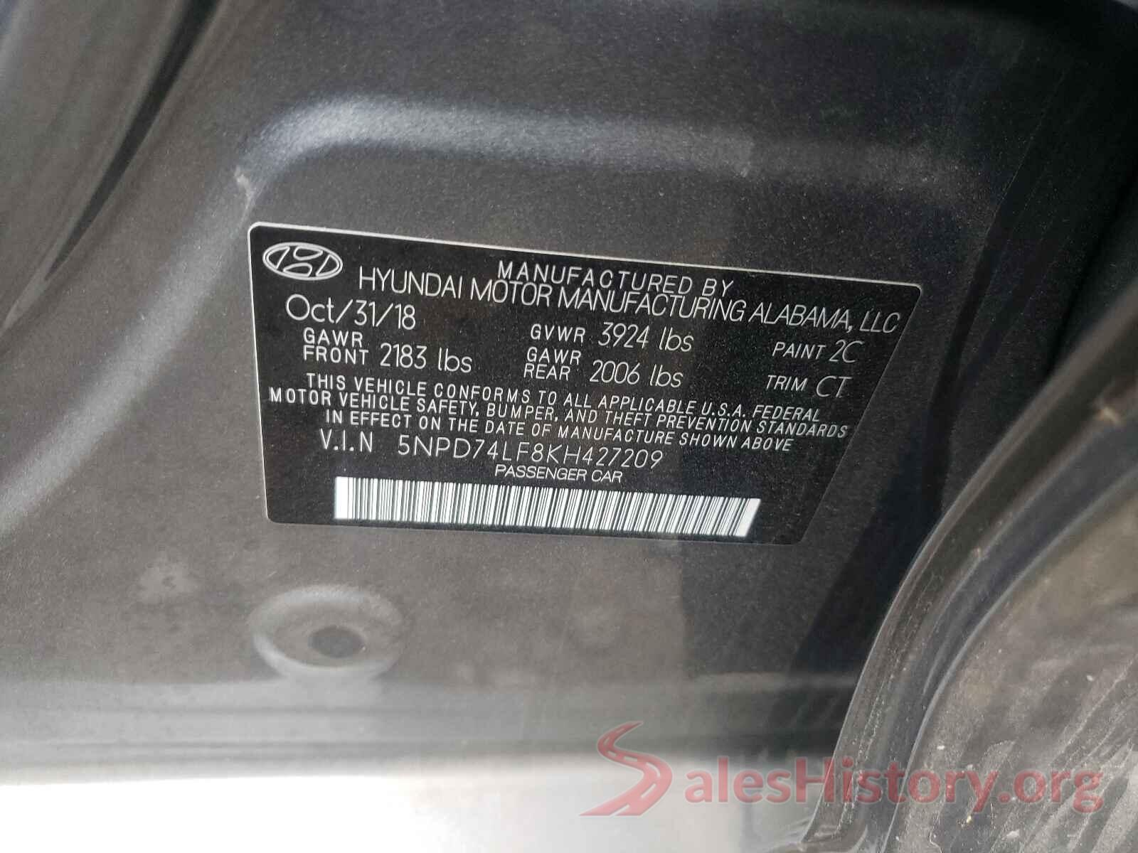 5NPD74LF8KH427209 2019 HYUNDAI ELANTRA