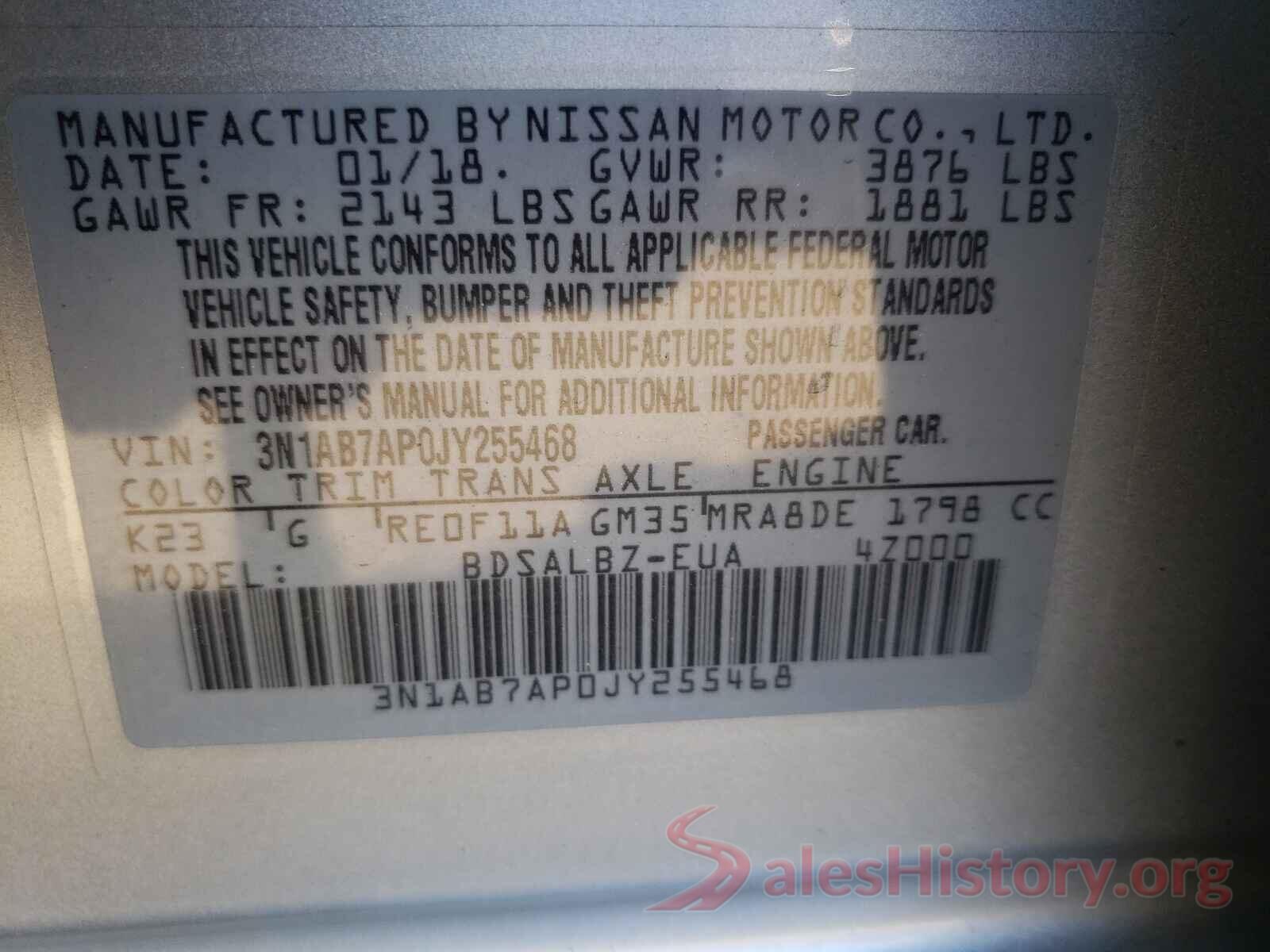 3N1AB7AP0JY255468 2018 NISSAN SENTRA