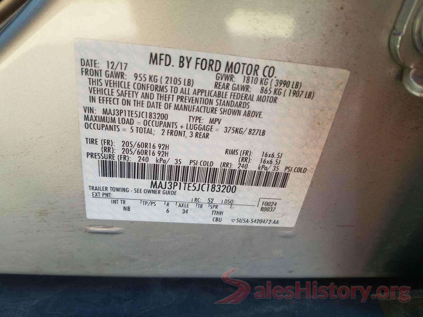 MAJ3P1TE5JC183200 2018 FORD ALL OTHER