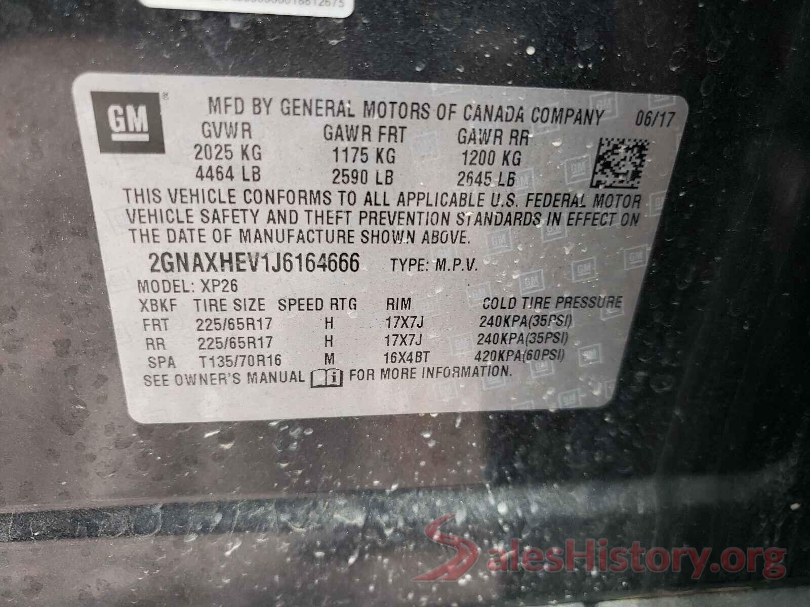 2GNAXHEV1J6164666 2018 CHEVROLET EQUINOX