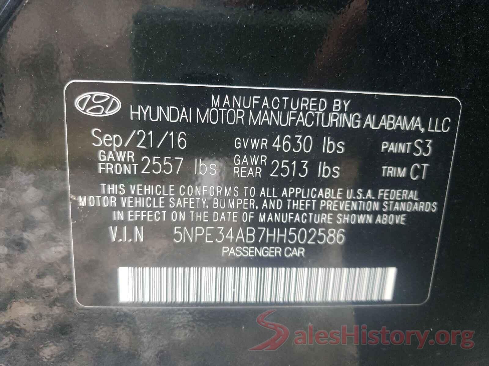 5NPE34AB7HH502586 2017 HYUNDAI SONATA