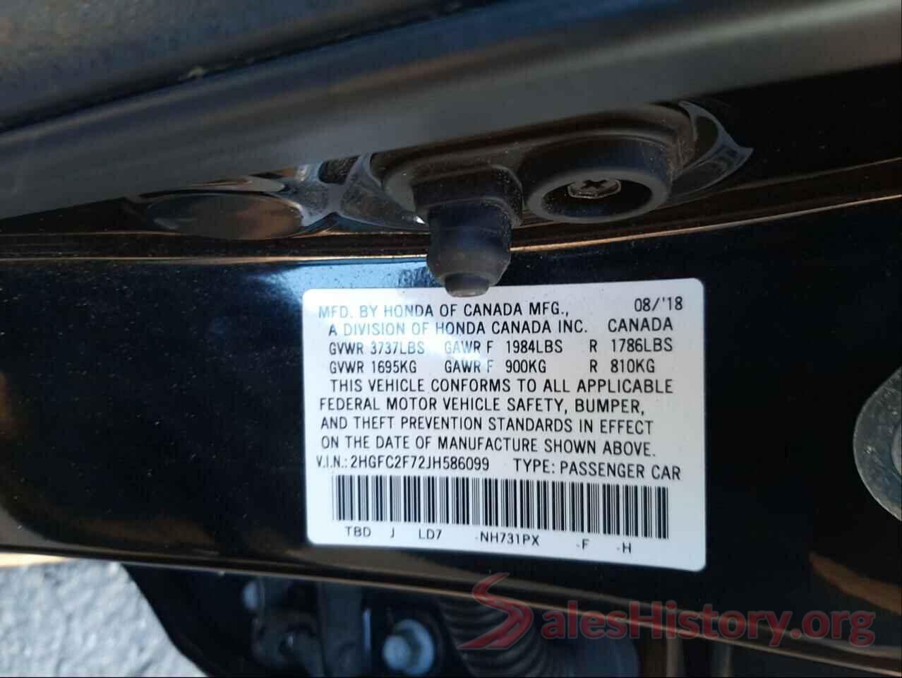 2HGFC2F72JH586099 2018 HONDA CIVIC