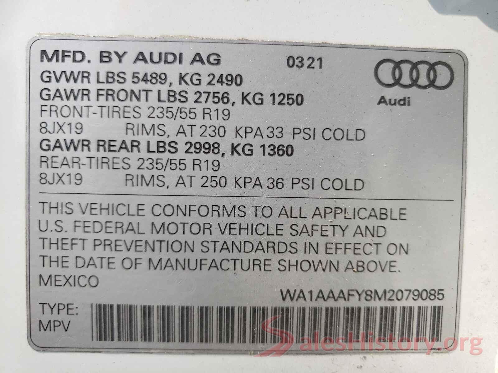 WA1AAAFY8M2079085 2021 AUDI Q5