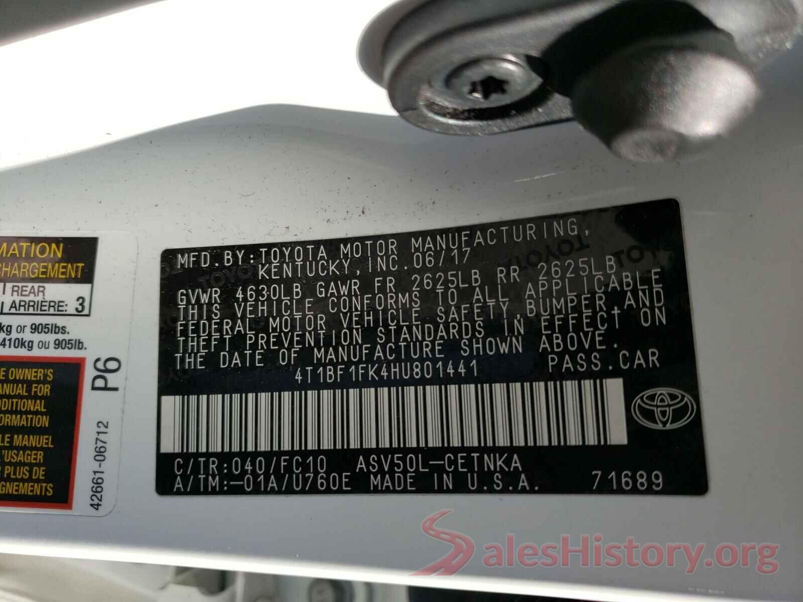 4T1BF1FK4HU801441 2017 TOYOTA CAMRY