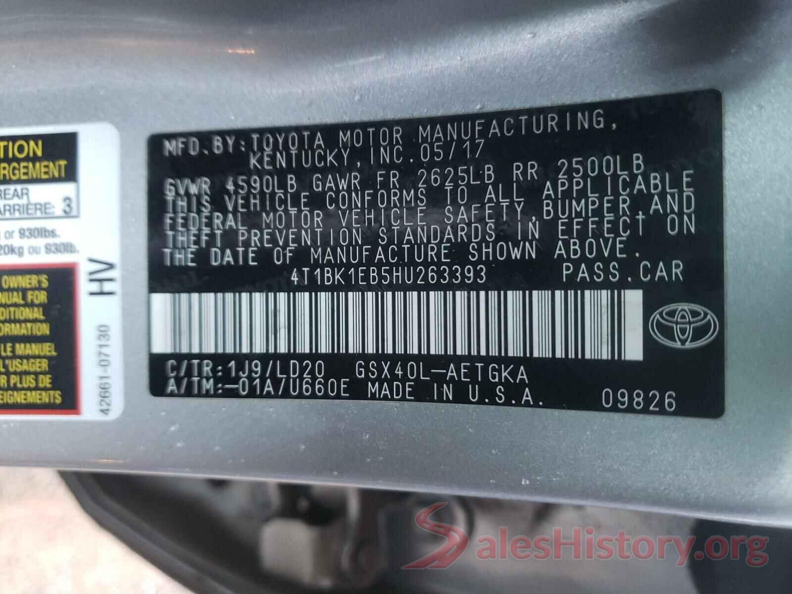 4T1BK1EB5HU263393 2017 TOYOTA AVALON