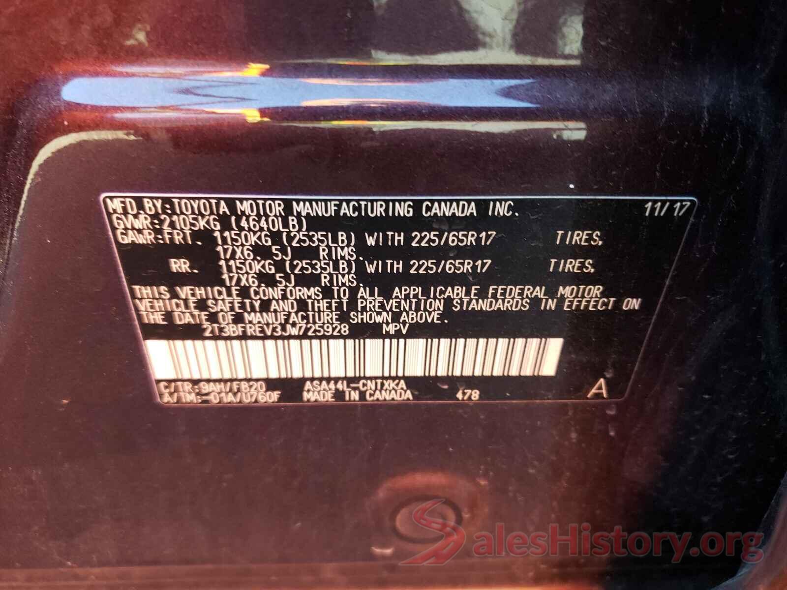 2T3BFREV3JW725928 2018 TOYOTA RAV4