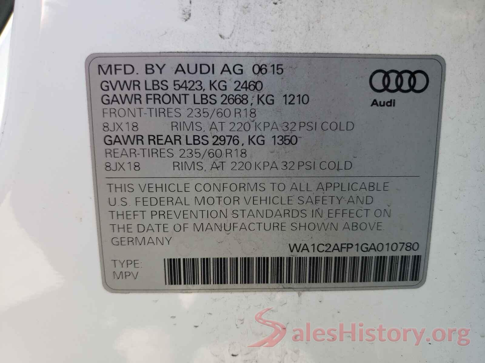 WA1C2AFP1GA010780 2016 AUDI Q5