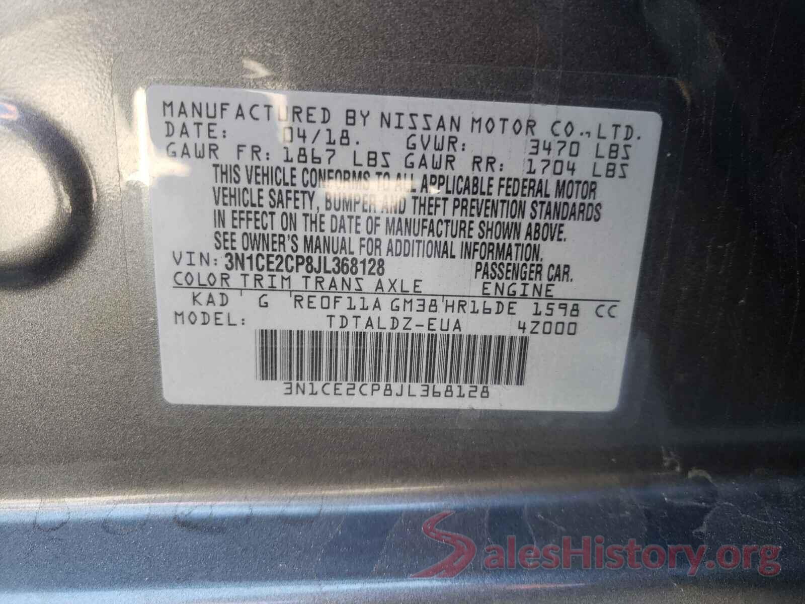 3N1CE2CP8JL368128 2018 NISSAN VERSA