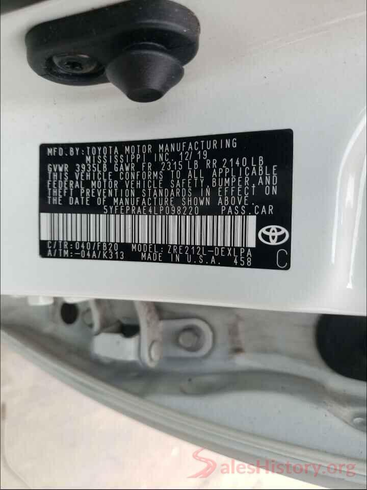 5YFEPRAE4LP098220 2020 TOYOTA COROLLA