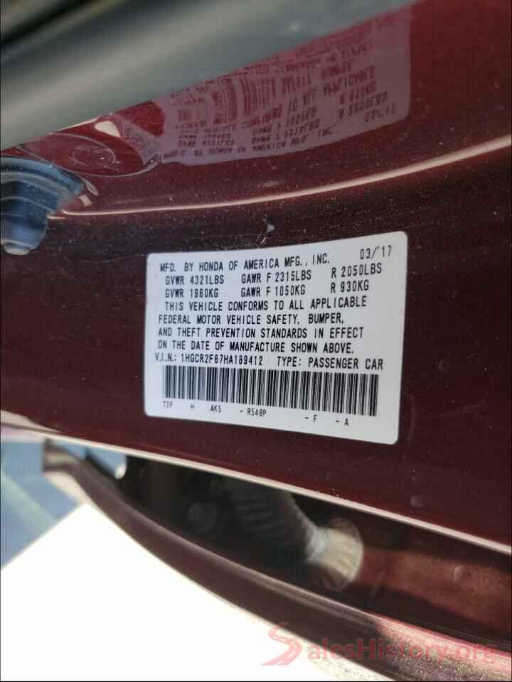 1HGCR2F87HA189412 2017 HONDA ACCORD