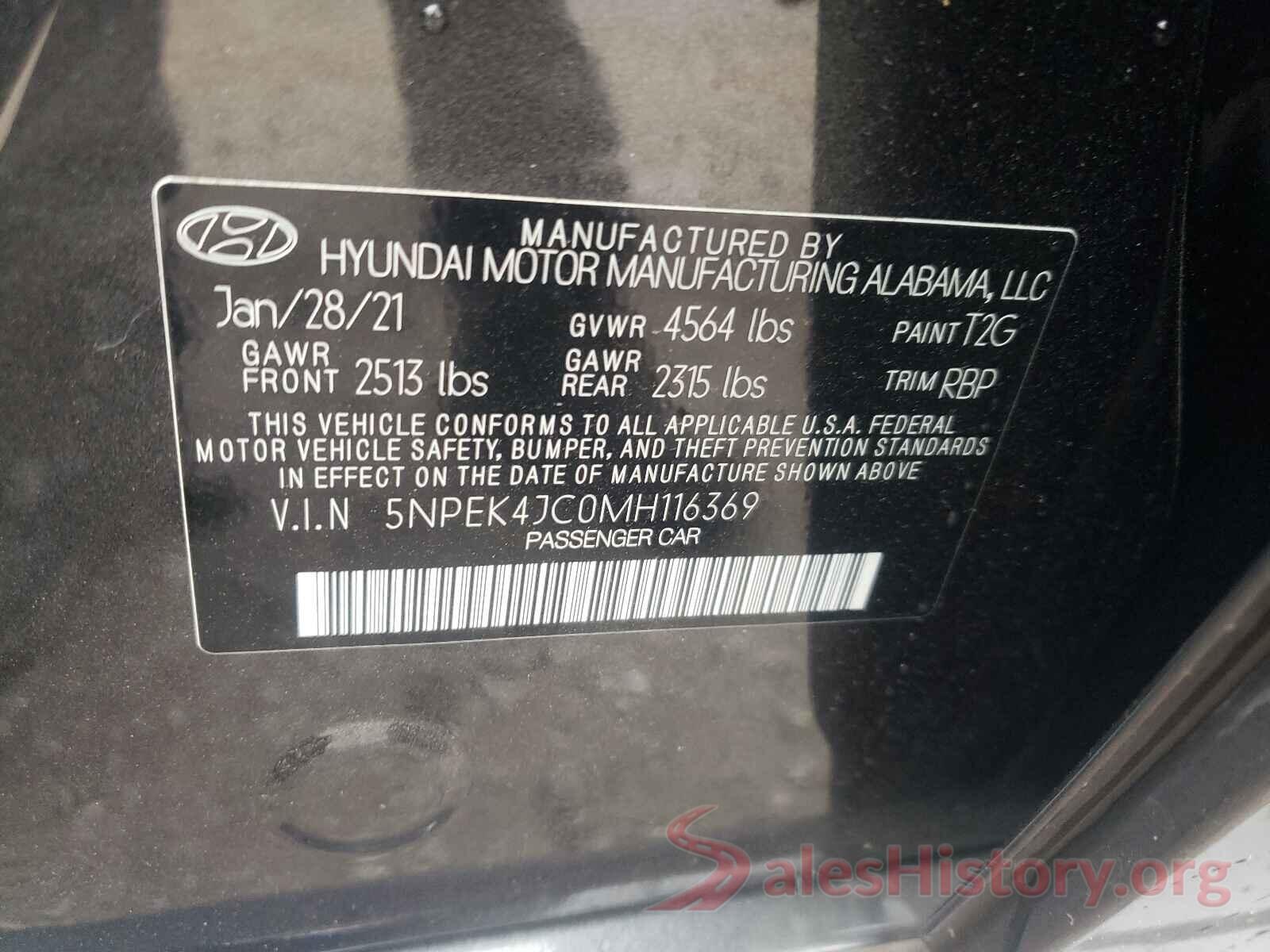 5NPEK4JC0MH116369 2021 HYUNDAI SONATA