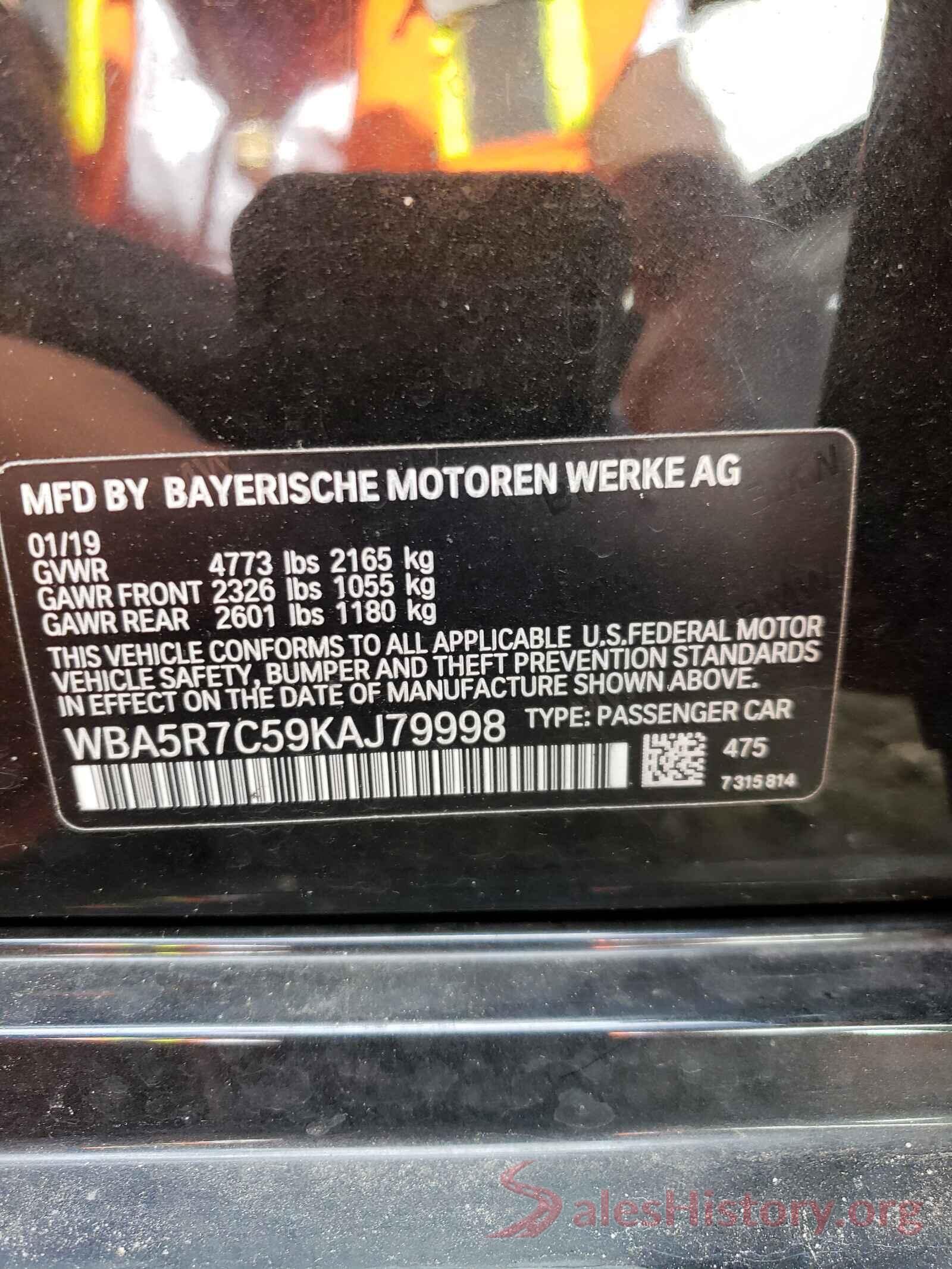 WBA5R7C59KAJ79998 2019 BMW 3 SERIES