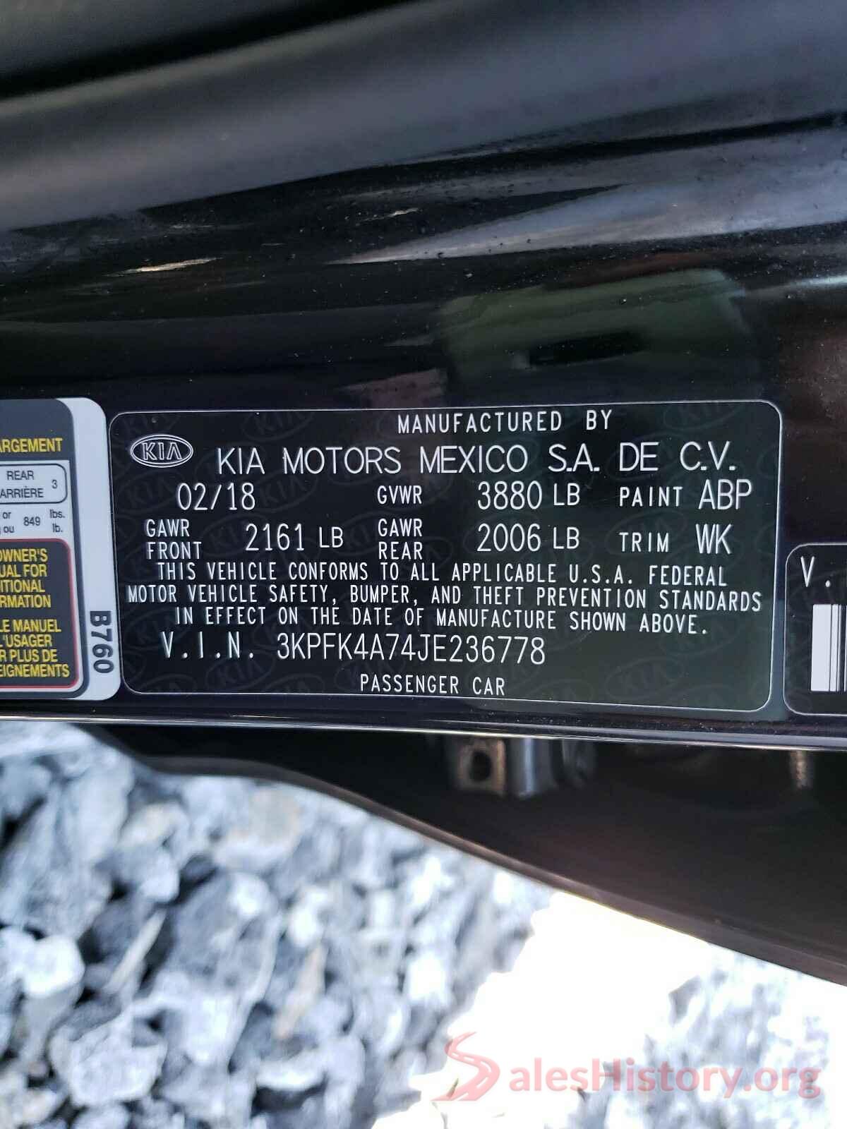 3KPFK4A74JE236778 2018 KIA FORTE