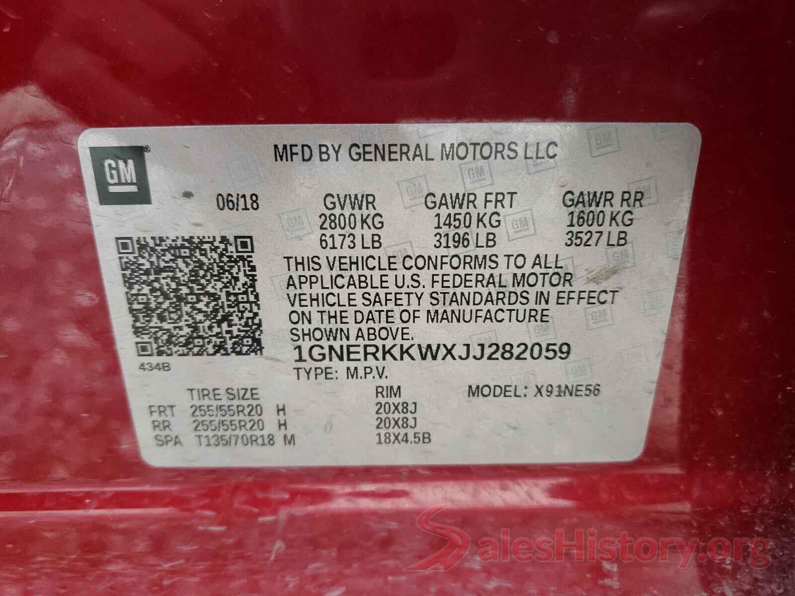 1GNERKKWXJJ282059 2018 CHEVROLET TRAVERSE