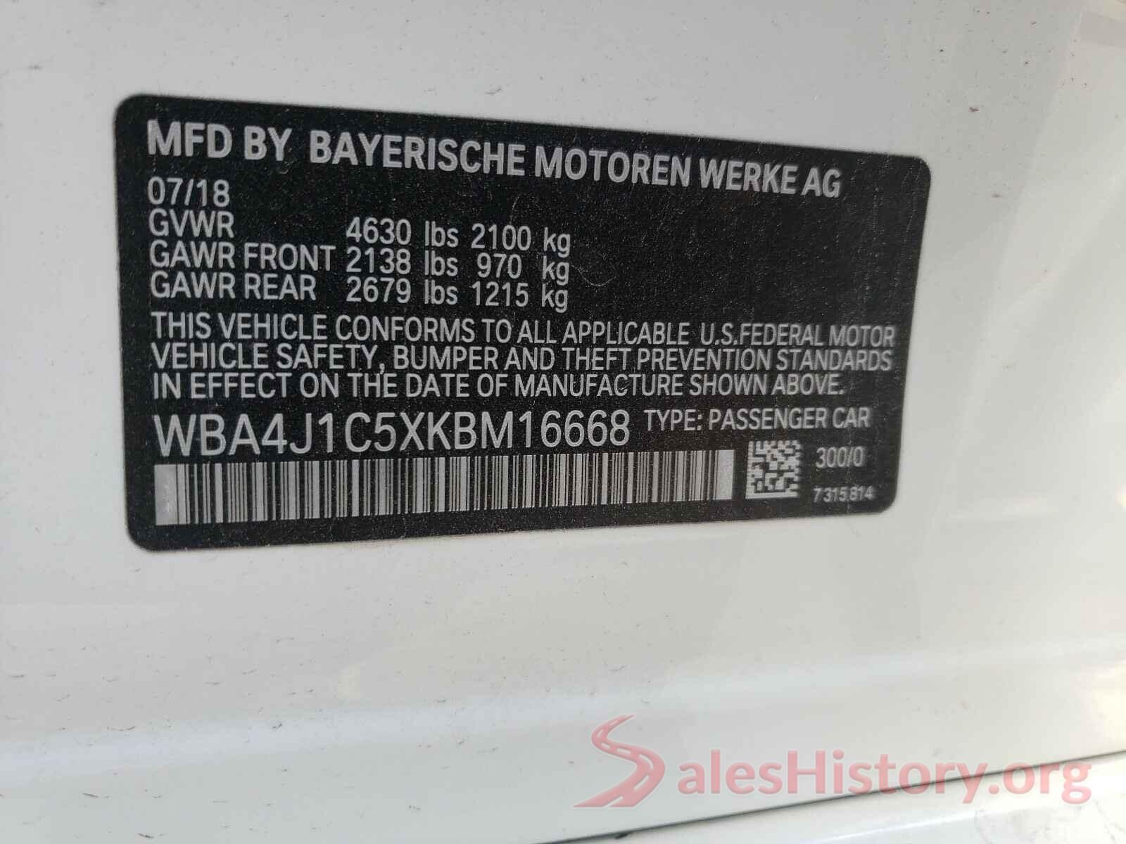 WBA4J1C5XKBM16668 2019 BMW 4 SERIES