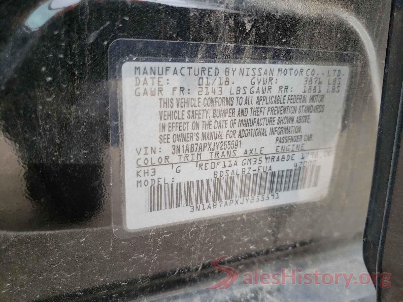 3N1AB7APXJY255591 2018 NISSAN SENTRA