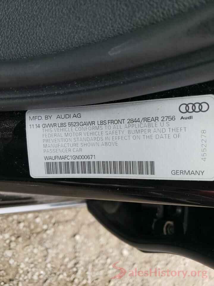 WAUFMAFC1GN000671 2016 AUDI A6